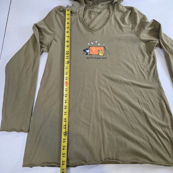 LIFE IS GOOD Womens XL Girls Night Out Camping Hoodie/ Tunic Long Sleeve Green - Picture 1 of 6